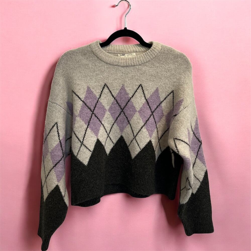 Pull&Bear Thick Cropped Wool Blend Sweater Size Small Cottagecore Grandmacore‎